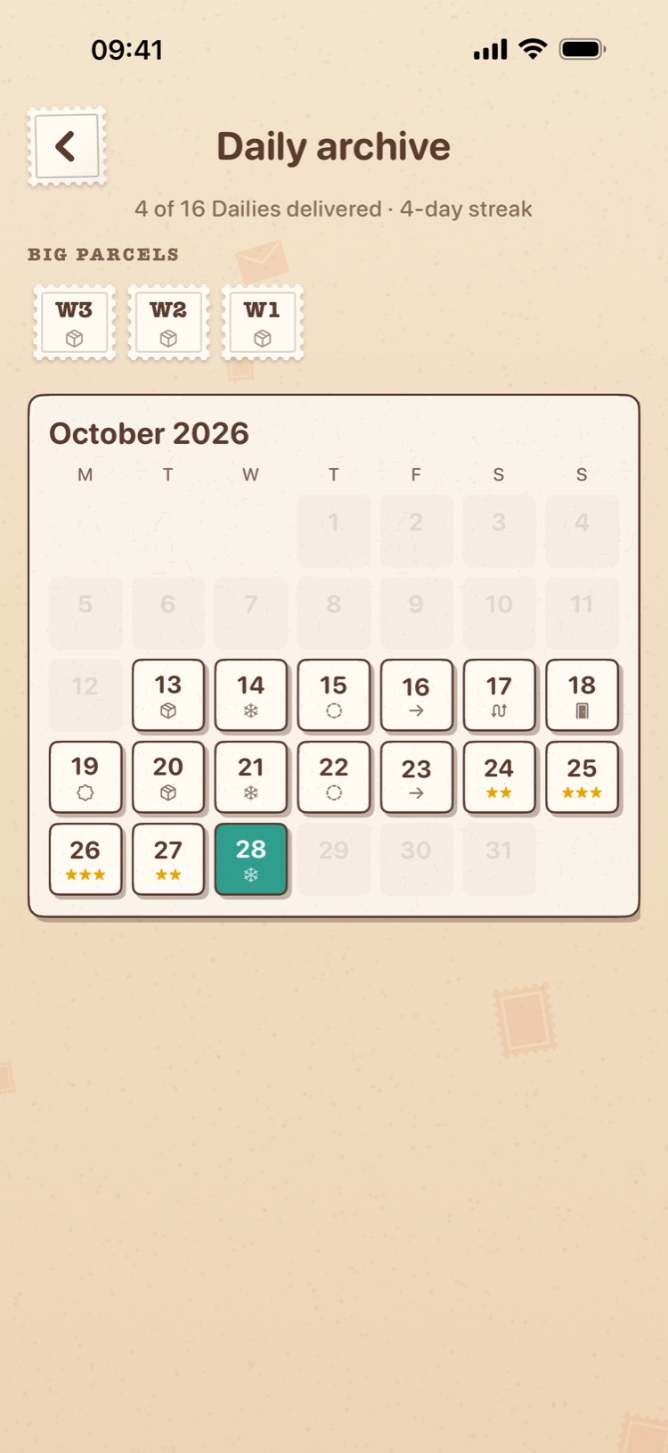 The Daily archive calendar